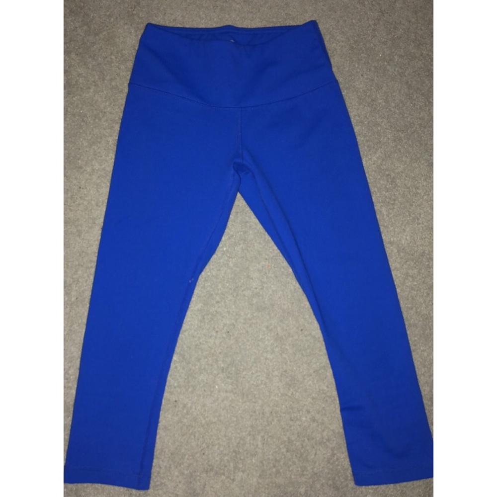 Bright Blue Workout Crop Leggings